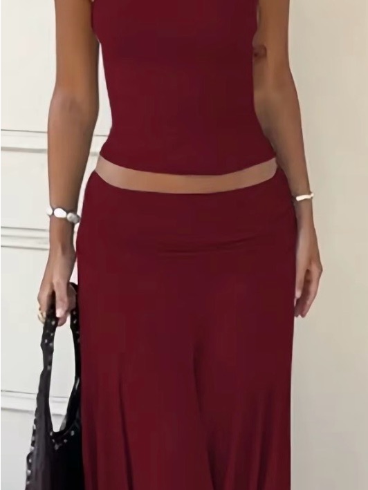 & Other Stories Maroon Maxi Skirt - Sleek High-Waist Silhouette